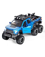 F-150 Pickup Truck Toy Refitted 6x6 Off-Road Model Truck 1/24 Scale Die-Cast Metal Toy Car (Blue)