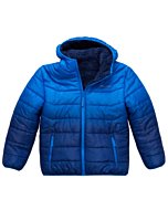 Eddie Bauer Boys' Reversible Jacket - Deer Harbor Waterproof Lightweight Puffer Coat with Faux Shearling Lining (5-16), Size 7-8, Dark Waters