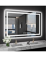 LOAAO 40X32 LED Bathroom Mirror with Lights, Anti-Fog, Dimmable, Backlit + Front Lit, Lighted Bathroom Vanity Mirror for Wall, Memory Function, Waterproof, Tempered Glass