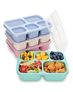 Bento Box Adult Lunch Containers, Bento Box for Kids, 4 Pack 5-Compartment Meal Prep Containers Lunch Boxes, Reusable Food Storage Snack Containers With Lids for School, Work, and Travel