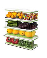 MineSign 6Pack Plastic Stackable Food Containers With Vented Lids And Removable Drain Tray Refrigerator Produce Saver Organizer Bins For Fridge Freezer Fruits&Veggie Storage Kitchen Organization