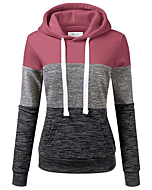 DOUBLJU Women's Basic Simple Lightweight Pullover Long Sleeve Hoodie BEGONIAPINK XL