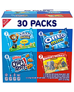 Nabisco Team Favorites Variety Pack, OREO Mini, CHIPS AHOY! Mini, Teddy Grahams Honey & Barnum's Animal Crackers, Christmas Cookies Stocking Stuffers, 30 Snack Packs