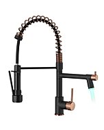 Matte Black Kitchen Faucet AIMADI - Commercial Kitchen Faucets Single Handle Single Hole Spring Rose Gold Kitchen Faucet with Pull Down Sprayer Black