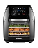 CHEFMAN Multifunctional Digital Air Fryer+ Rotisserie, Dehydrator, Convection Oven, 17 Touch Screen Presets Fry, Roast, Dehydrate, Bake, XL 10L Family Size, Auto Shutoff, Large Easy-View Window, Black