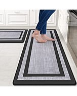 Mattitude Kitchen Mat [2 PCS] Cushioned Anti-Fatigue Kitchen Rugs Non-Skid Waterproof Kitchen Mats and Rugs Ergonomic Comfort Standing Mat for Kitchen, Floor, Office, Sink, Laundry, Black and Gray