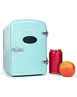 Nostalgia RF6RRAQ Retro 6-Can Personal Cooling and Heating Mini Refrigerator with Carry Handle for Home Office, Car, Boat or Dorm Room-Includes AC/DC Power Cords, Aqua