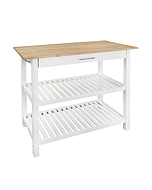 Casual Home Solid Hardwood Top, Natural/White, 40" W (373-91) Kitchen Island, Natural&White