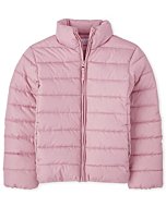 The Children's Place Girls' Medium Weight Puffer Jacket, Wind, Water-Resistant, Rose Quartz, Medium (7/8)