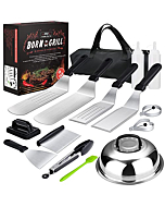 Griddle Accessories,15 Pcs Flat Top Grill Accessories kit for Blackstone and Camp,Stainless Steel BBQ Accessories with Spatula, Basting Cover,Tongs,Egg Mold & Carry Bag for Outdoor BBQ Teppanyaki