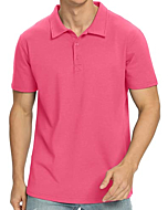 NITAGUT Mens Collared Casual Cotton Shirt Short Sleeve Dress Polo Shirts, Large, Hot Pink