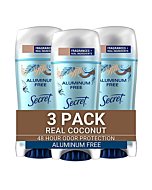 Secret Aluminum Free Deodorant for Women, Coconut Scent, Invisible Solid, 2.4 Oz (Pack of 3)