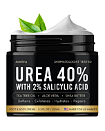 Adellina Urea Cream 40 Percent for Feet - 40% Urea Foot Cream for Dry Cracked Heels - Callus Remover for Feet with 2% Salicylic Acid, Tea Tree Oil, Shea Butter, Aloe Vera, Foot and Body Cream 5.3 Oz