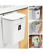 Tiyafuro 2.4 Gallon Kitchen Compost Bin for Counter Top or Under Sink, Hanging Small Trash Can with Lid for Cupboard/Bathroom/Bedroom/Office/Camping, Mountable Indoor Compost Bucket, White