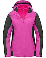 Little Donkey Andy Women's 3 in 1 Winter Ski Jacket Warm Fleece Liner Jacket Waterproof Windproof Snow Coat & Detachable Hood Rose/Grey XS