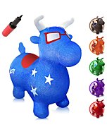 WALIKI Bouncy Horse Hopper | Benny The Jumping Bull Inflatable Hopping Pony for Toddlers | Blue