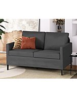 TYBOATLE Fabric Modern Loveseat Sofa Couch for Living Room, 51" W Upholstered Love Seats 2-Seater Furniture w/Iron Legs for Compact Small Space, Apartment, Bedroom, Dorm, Office (Dark Grey)