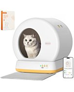 MeoWant Self-Cleaning Cat Litter Box, Advanced Safety System Automatic Cat Litter Box Perfect for Multi Cats, Extra Large/Odor Control/APP Control Smart Cat Litter Box with Mat & Liner, Yellow