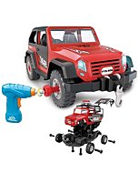 FYD 2in1 Take Apart Jeep Car STEM Learning Assembly Playset with Functional Battery-Powered Drill - Early Childhood Developmental Skills Construction Toy for Boys Kids Aged 3 and up