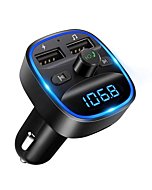 LENCENT FM Transmitter, 2022 Upgraded Bluetooth FM Transmitter Wireless Radio Adapter Car Kit with Dual USB Charging Car Charger MP3 Player Support TF Card & USB Disk