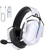 Gvyugke 2.4GHz Wireless Gaming Headset for PS5, PS4, PC, Switch, Mac, Bluetooth 5.3 Gaming Headphones with Microphone Noise Canceling, ONLY 3.5MM Wired for Xbox Series, 40H Battery, Bass Sound (White)