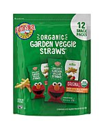 Earth's Best Organic Kids Snacks, Sesame Street Toddler Snacks, Organic Garden Veggie Straws for Toddlers 2 Years and Older, Original, Multipack, .5 oz Bags, 12 Count