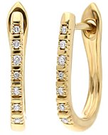 Diamond Earrings in 10k Yellow Gold Huggie Hoop Earrings with Natural Diamonds 0.04 Carat (G-H Color, SI1-SI2 Clarity) Fine Jewelry For Women Gifts, Handcrafted Earrings