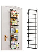 Fixwal Over The Door Hanging Pantry Organizer 5-Shelf Room Organizer with Clear Plastic Pockets Behind The Door Storage Organizer Large Capacity Organizer for Closet Bedroom Bathroom (Grey)