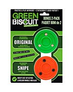 Green Biscuit Hockey Puck 2-Pack, Original, Off Ice Hockey Puck/Snipe, Shooting Street Hockey Puck