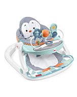 Fisher-Price Sit-Me-Up Floor Seat with Tray, Penguin-Themed Portable Infant Chair with Snack Tray and Toys