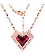 Leafael Ivy Heart Necklaces for Women, 925 Sterling Silver Chain, Garnet Red January Birthstone Crystal Geometric 3D Pendant, Rose Gold Plated, Jewelry Gifts for Her, I Love You to The Moon and Back