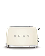 SMEG 2 Slice Toaster with 6 Presets and Defrost Function and Removable Crumb Tray TSF01CRUS, Cream