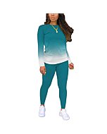 Two Piece Outfits For Women Sweatsuits Sets Casual Jogging Suit Matching Athletic Clothing Fashion Tracksuit Gradient Green XXL