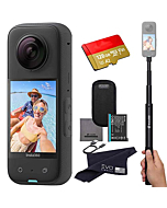 Insta360 X3 - Waterproof 360 Action Camera with 1/2" 48MP Sensors, 5.7K 360 HDR Video, 72MP 360 Photo, 4K Single-Lens, 60fps Me Mode, 2.29" Touchscreen, AI Editing |Bundle Includes Selfie Stick&128GB