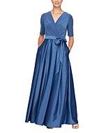 Alex Evenings Women's Ballgown Dress with Pockets (Petite and Regular Sizes), Wedgewood Satin, 6P