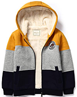 Bumeex Toddler Boy's Sherpa Fleece lined Jacket,Yellow Spring Fall Winter Warm Zip up Sweatshirt Hoodie 4t