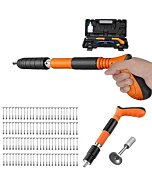 Portable Manual Nailer Gun - Woodworking and Decoration Integrated Air Nailer Gun, 4 Gears Steel Nail Gun with 100 Nails, Nail Wall Fastening Tool for Red Brick Walls, Concrete Walls and Wooden Boards