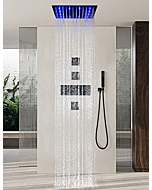 LED Modern Rain Shower System,Shower Body Spray System,Bathroom Full Shower Set,Massage Shower Set,Multifunctional Thermostatic Shower Valve And Hand Shower And Body Nozzle (black)