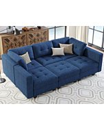 Belffin Modular Sectional Sofa Sleeper Couch Set Convertible Sectional Sleeper Sofa Bed with Storage Seat Modular Sectional Couch Bed Blue