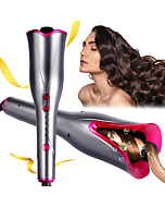 Automatic Hair Curler Curling Iron - 4 Temps & 3 Timer Settings, Curling Iron with Dual Voltage,1" Large Rotating Barrel, Auto Shut-Off Fast Heating Spin Iron for Women with Long Hair (Purple)