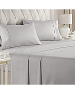 Queen Size Sheet Set - Breathable & Cooling - Hotel Luxury Bed Sheets - Extra Soft - Deep Pockets - Easy Fit - 4 Piece Set - Wrinkle Free - Comfy – Light Grey Bed Sheets - Queen Sheets – Fitted Sheets