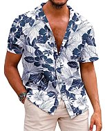 COOFANDY Men's Floral Hawaiian Shirt in a Tropical Print 