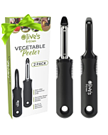 Olive's Kitchen Vegetable Peeler Set – Ergonomic Grip Peelers for Kitchen w/ Razor-Sharp Swivel Blades - Stainless Steel Fruit Peeler for Potato, Apple, Carrot, Cucumber - Veggie Peeler (2 Pack)