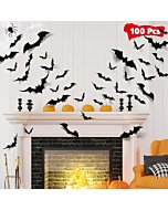 LUDILO Bats Halloween Decorations: Halloween Bats Wall Decor 100pcs Bats Wall Decals PVC 3D Wall Bats Scary Stickers Halloween Party Decorations Indoor Outdoor DIY Home Window Door Halloween Decor