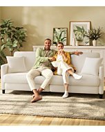 Welzona Loveseat Sofa, 83" Couches for Living Room, Comfy Teddy Couches Fleece Love Seat, Tool-Free Setup Sofas for Living Room, All-Wood Sofa Couch, Small Couch 2 Pillow Included, Beige