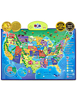 BEST LEARNING i-Poster My USA Interactive Map - Educational Smart Talking US Poster Toy for Kids Boy or Girl Ages 5 to 12 Years | United States Geography Electronic Game Children 5, 6, 7 Gift Present