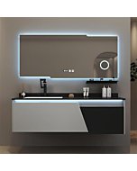 BLOVARI Bathroom Vanity with Sink - Modern Floating Vanity Set Includes Bathroom Vanity Cabinet and Led Smart Defog Mirror with 2 Drawers (36")