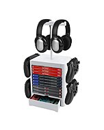 Number-one Game Storage Tower Bracket, Multifunction Gaming Disks Organizer Rack, Most Storage 10 Disk, 2 Headsets Stand 4 Controllers Holder, Compatible with PS5/PS4/XBOX Series Accessories, White