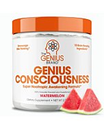 Genius Consciousness, Super Nootropic Brain Supplement Powder, Watermelon - Boost Focus, Cognitive Function, Concentration & Memory Booster - Alpha GPC & Lions Mane Mushroom for Neuro Energy & IQ