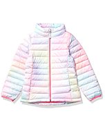 Amazon Essentials Girls' Lightweight Water-Resistant Packable Mock Puffer Jacket, Pink, Ombre, X-Small